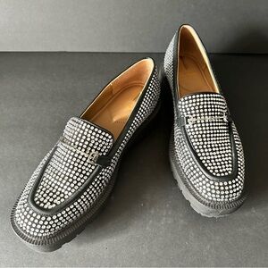 Sam Edelman Silver Laurs Glitz Rhinestone Horsebit Loafers Size 9 Like New